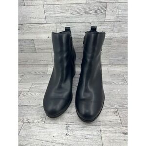 Born Black Leather Ankle Boots Heeled Buckle Detail Zip Up Comfortable Womens